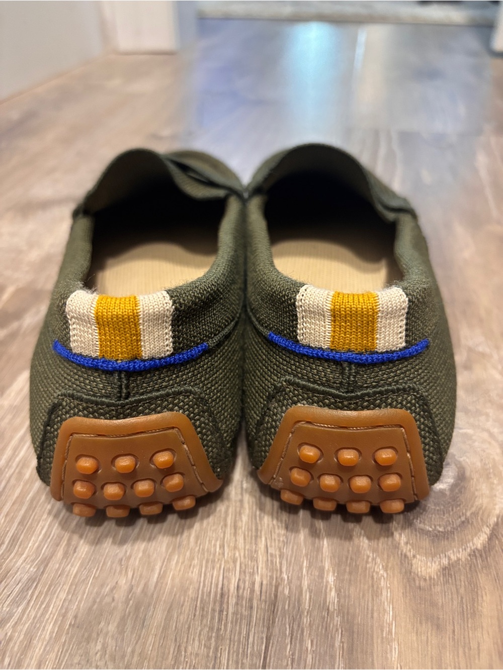 Rothy’s Drivers Olive Green Canvas Slip-On Loafers-Womens - Picture 4 of 5